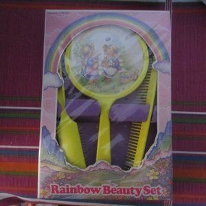 VINTAGE (RARE) RAINBOW BEAUTY SET/COMB, BRUSH & MIRROR